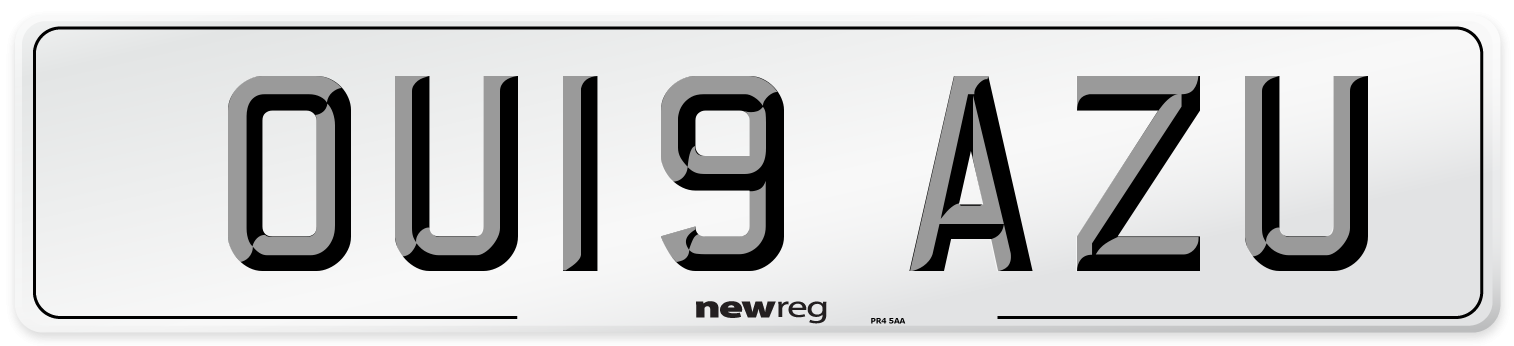 OU19 AZU Number Plate from New Reg